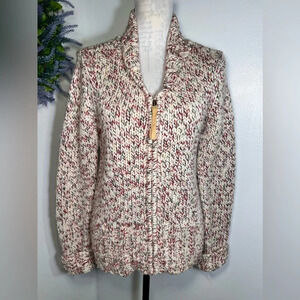 Vintage Tommy jeans, L, wool woven front zip long sleeve shawl collar Cardigan